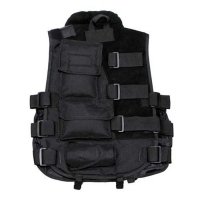 Жилет тактический с кожей черный