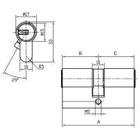 Цилиндр EVVA MCS L62 (ключ-ключ,шестеренка,золото,функция BSZ)